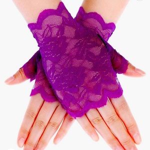 NWT Short Lace Floral Gloves Sunblock Fingerless Bridal Derby Equestrian Gloves